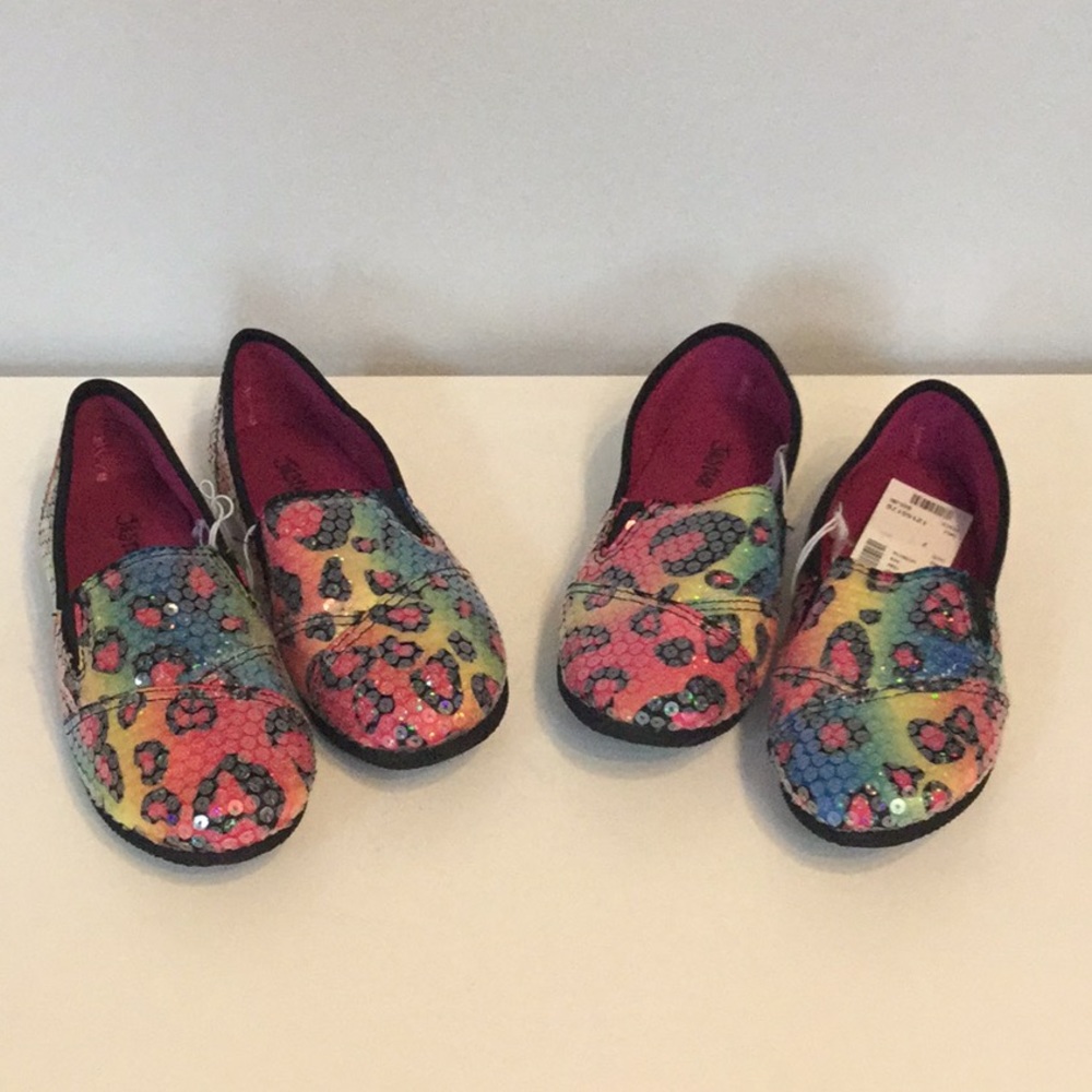 NWT - Girls Justice Rainbow Cheetah Print Sandals